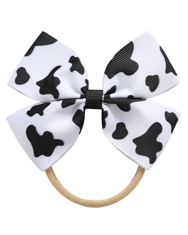 Fancheer Baby Girls Cow Print Cowgirl Bow Headband Infant Toddler Birthday Party Hair Accessories - Image 1